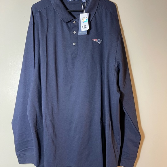 New England Patriots Cutter & Buck Big & Tall Long Sleeve Polo Navy New - Picture 6 of 9